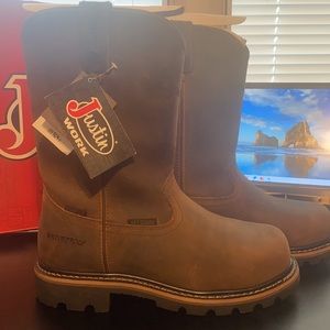 Men’s Justin Work boot, waterproof, size 8